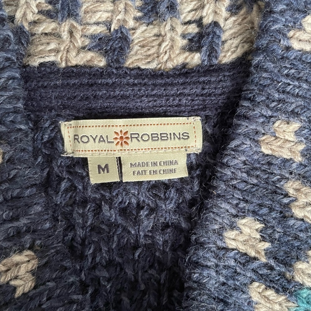 ROYAL robbins long sleeve v-neck sweater blue M - Picture 6 of 6